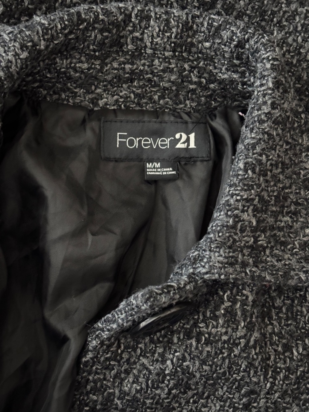 Forever 21 Textured Tweed Pea Coat - Size M - Picture 11 of 12